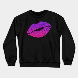 Bright Pink Purple Ombre Faux Glitter Lips Crewneck Sweatshirt